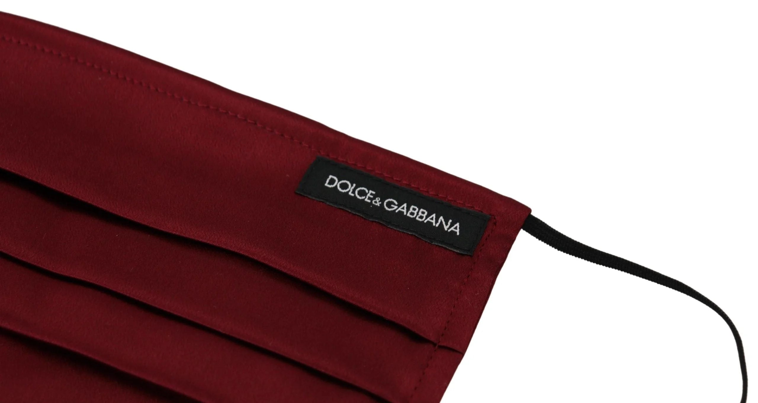 Dolce & Gabbana Maroon Silk Pleated Elastic Ear Strap One Size Face Mask - Fashion Face Masks