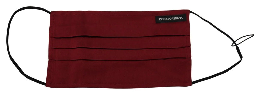 Dolce & Gabbana Maroon Silk Pleated Elastic Ear Strap One Size Face Mask - Fashion Face Masks