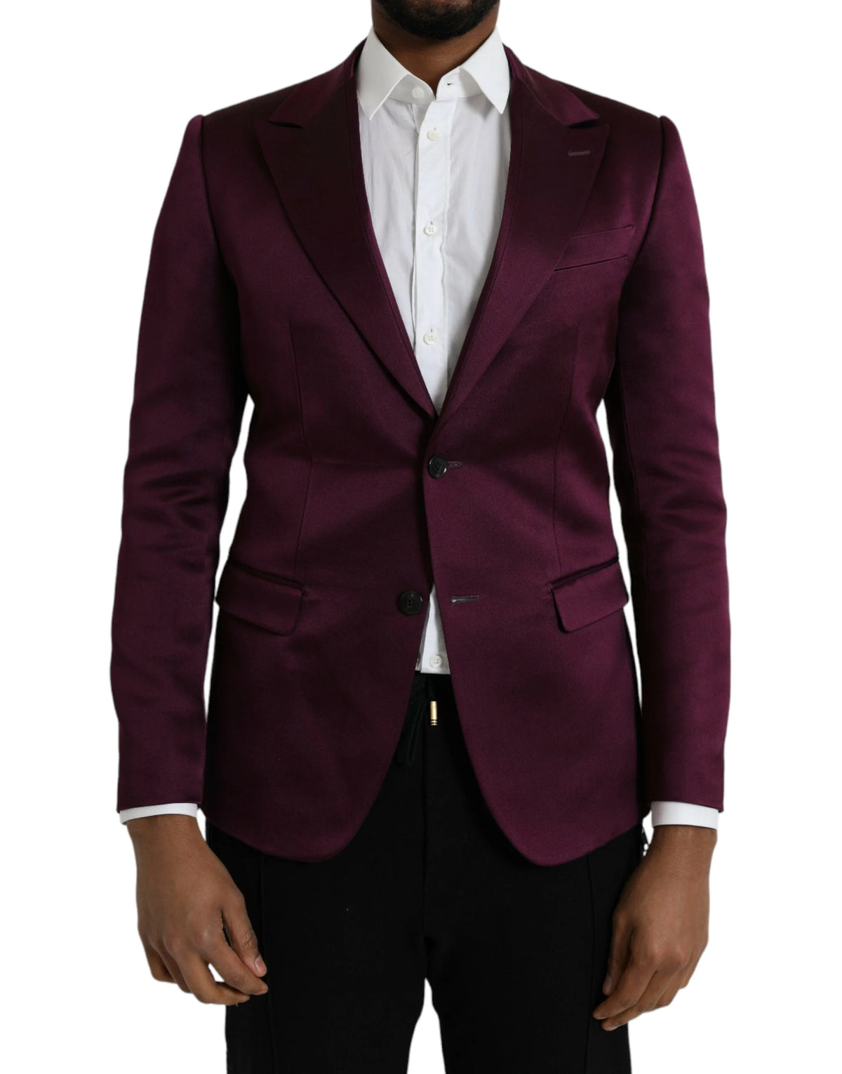 Dolce & Gabbana Maroon Silk Single Breasted Coat Blazer - IT46 | S - Sport Jackets