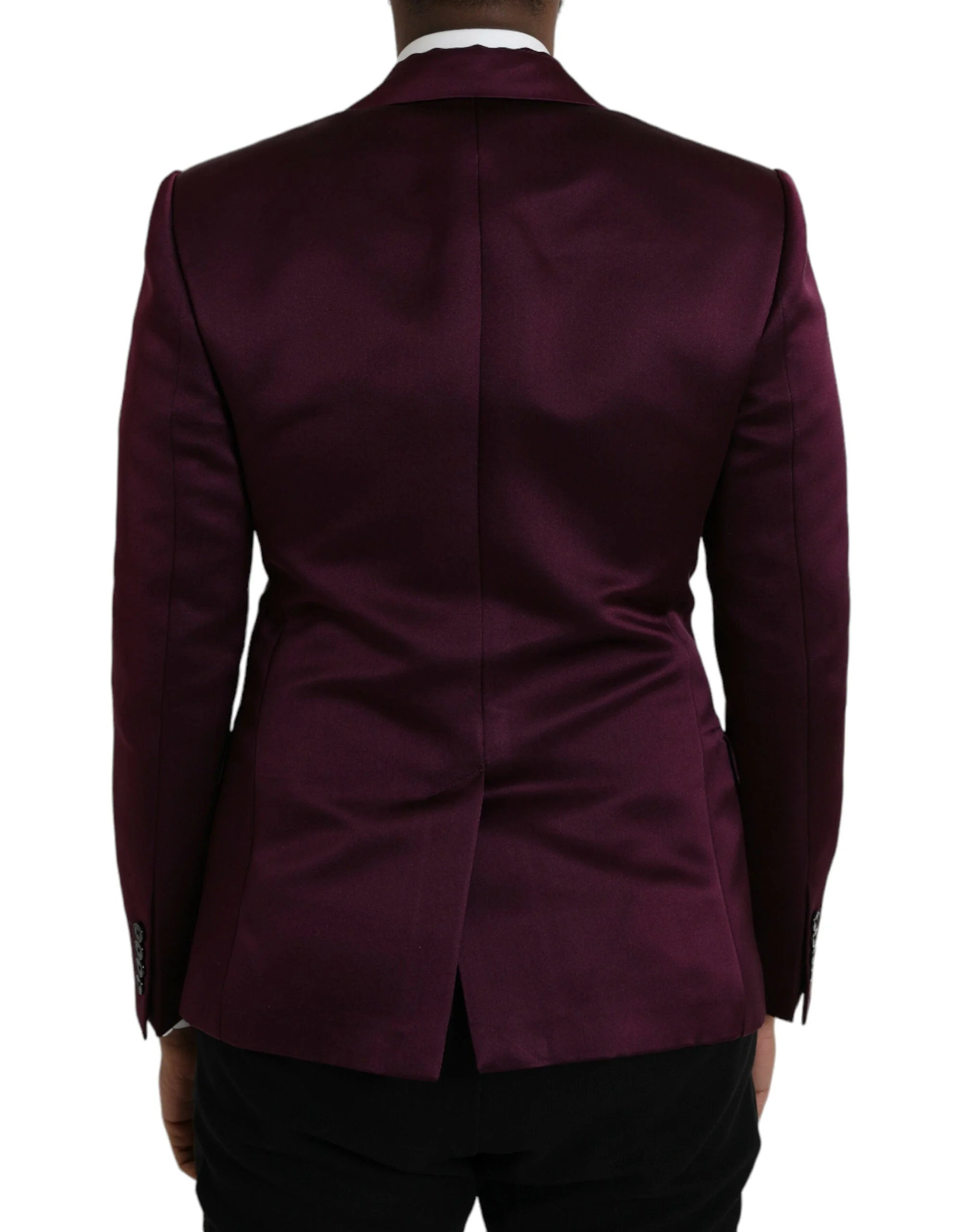 Dolce & Gabbana Maroon Silk Single Breasted Coat Blazer - IT46 | S - Sport Jackets