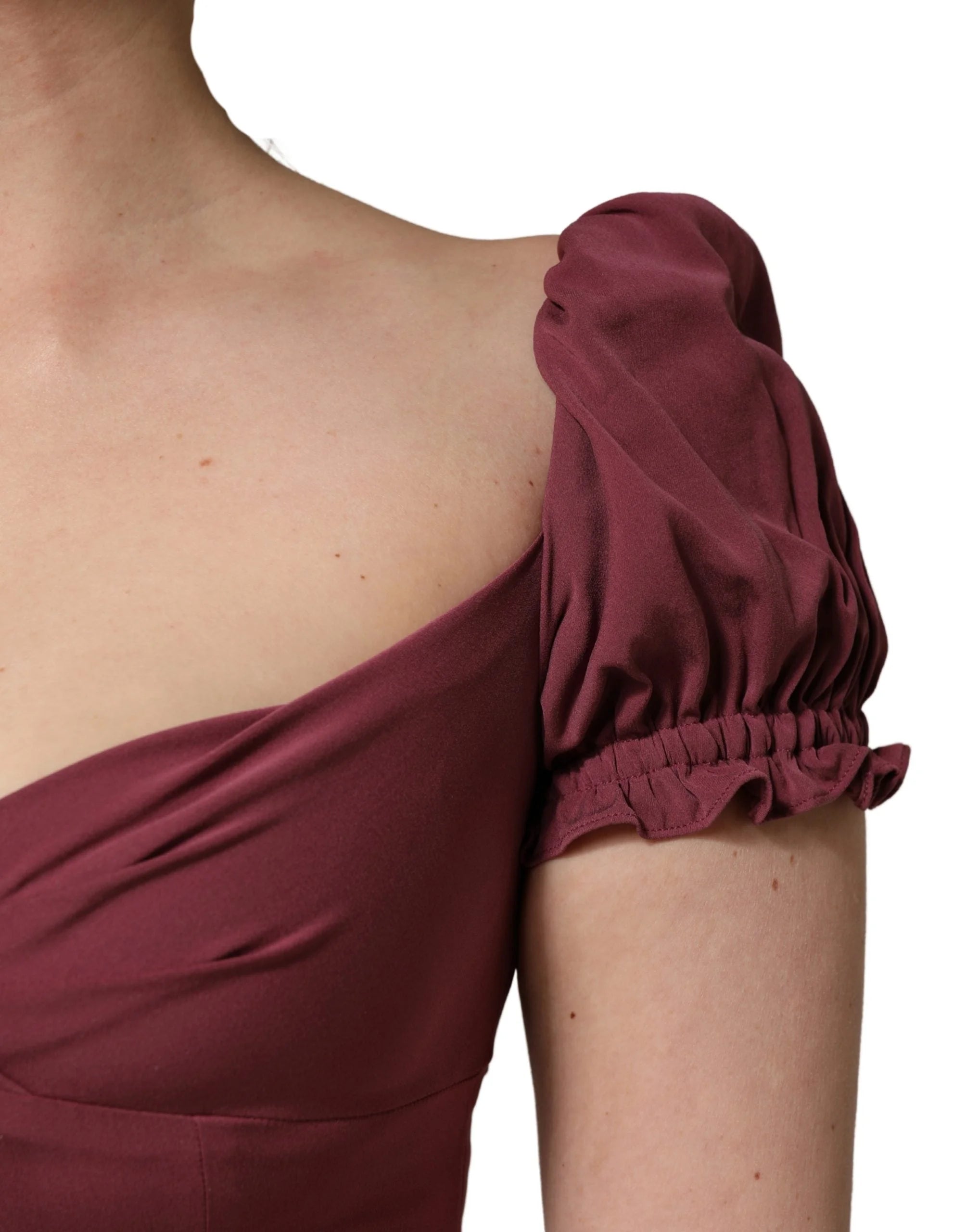Dolce & Gabbana Purppuranpunainen Silkkimekko Sydänkauluksella ja Muotoillulla Midipituudella - IT40|S