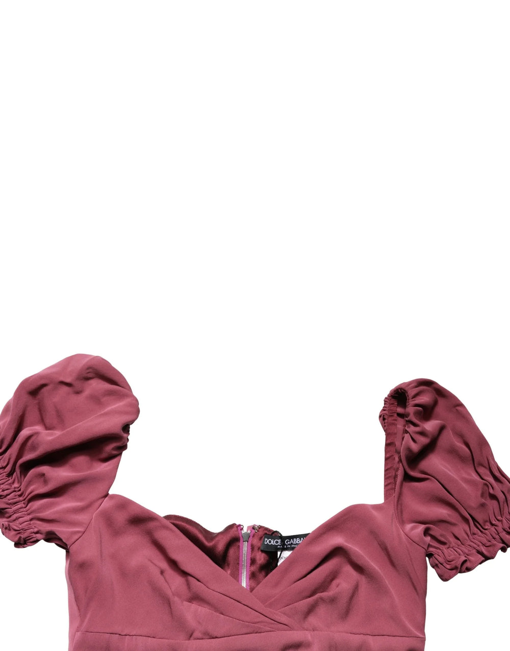 Dolce & Gabbana Purppuranpunainen Silkkimekko Sydänkauluksella ja Muotoillulla Midipituudella - IT40|S