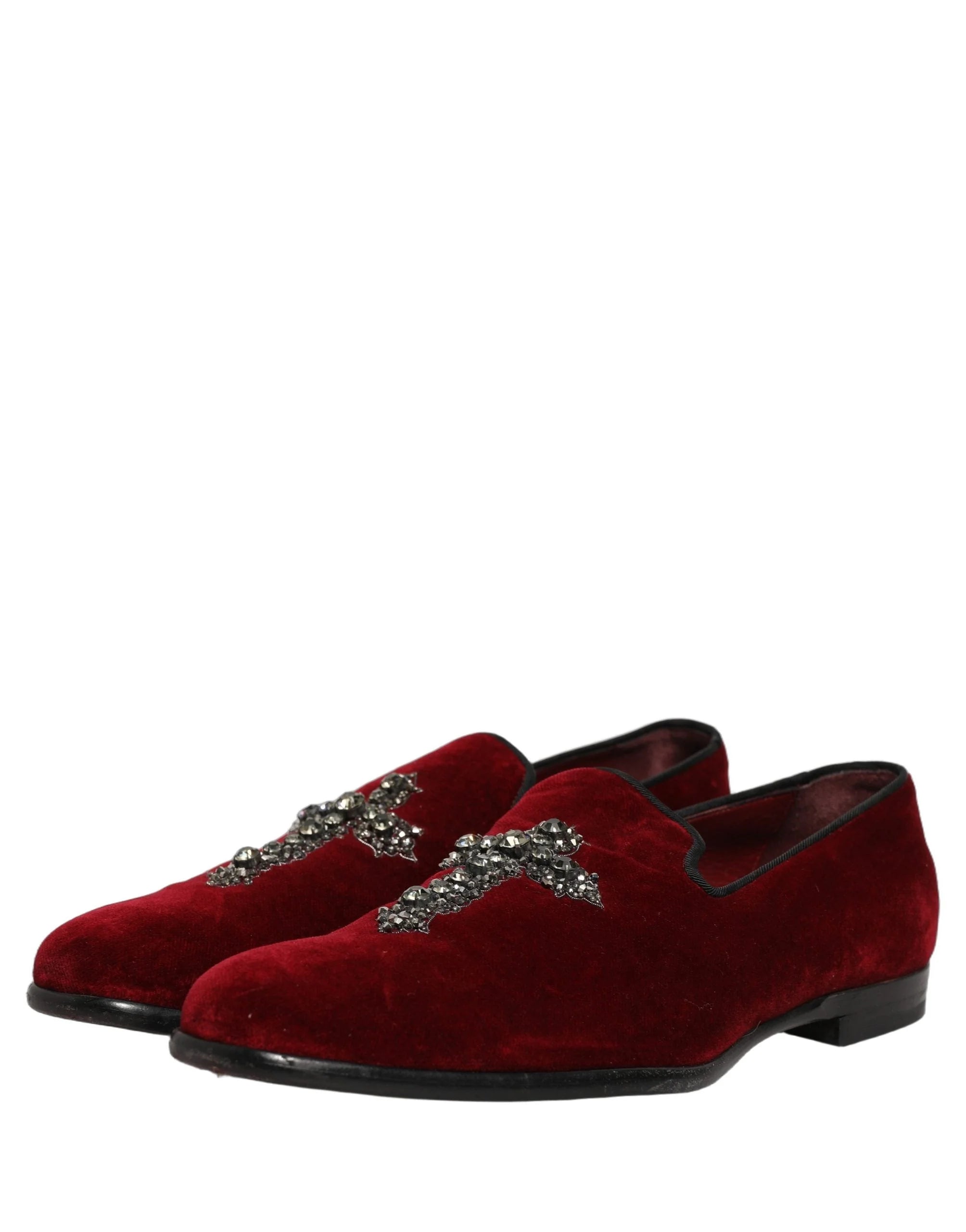 Zapatos loafers de vestir tipo slip-on en ante color burdeos de Dolce & Gabbana - Talla EU43/US10