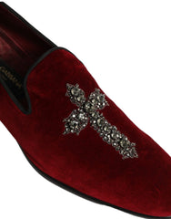 Zapatos loafers de vestir tipo slip-on en ante color burdeos de Dolce & Gabbana - Talla EU43/US10