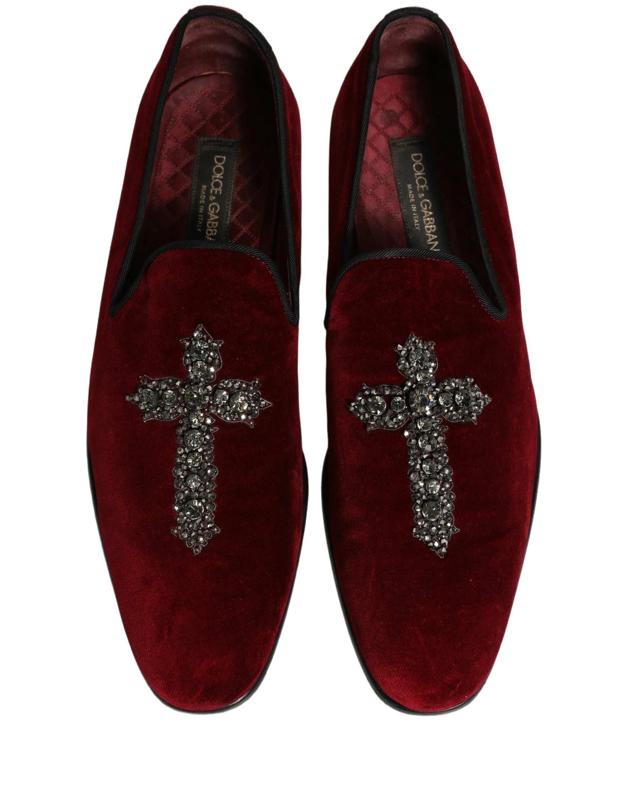 Zapatos loafers de vestir tipo slip-on en ante color burdeos de Dolce & Gabbana - Talla EU43/US10