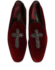 Zapatos loafers de vestir tipo slip-on en ante color burdeos de Dolce & Gabbana - Talla EU43/US10