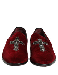 Zapatos loafers de vestir tipo slip-on en ante color burdeos de Dolce & Gabbana - Talla EU43/US10