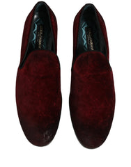Dolce & Gabbana Maroon Suede Slip On Slippers Loafers Shoes - EU45/US12