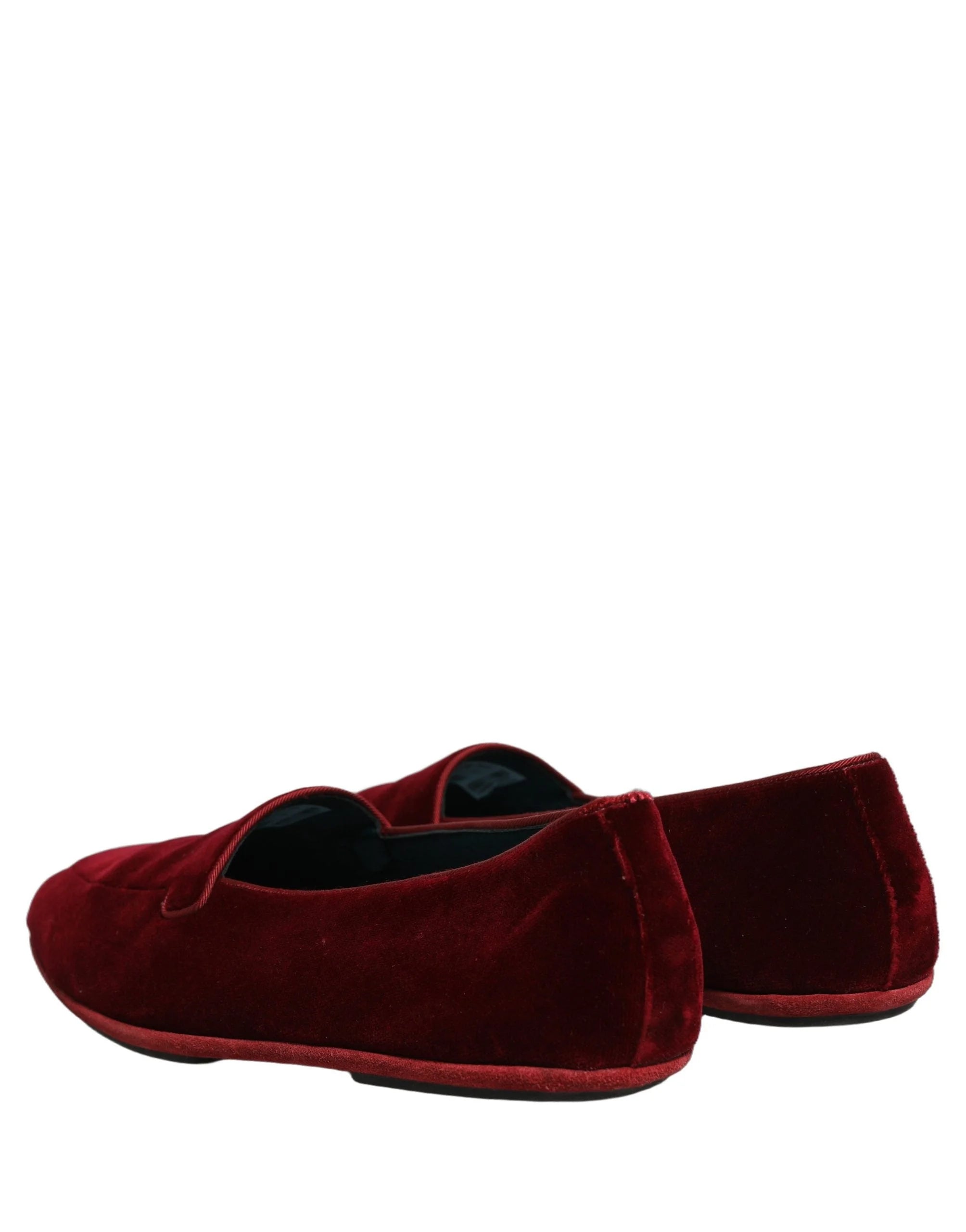 Dolce & Gabbana Maroon Velvet Slip On Men Flats Loafers Shoes - EU44/US11