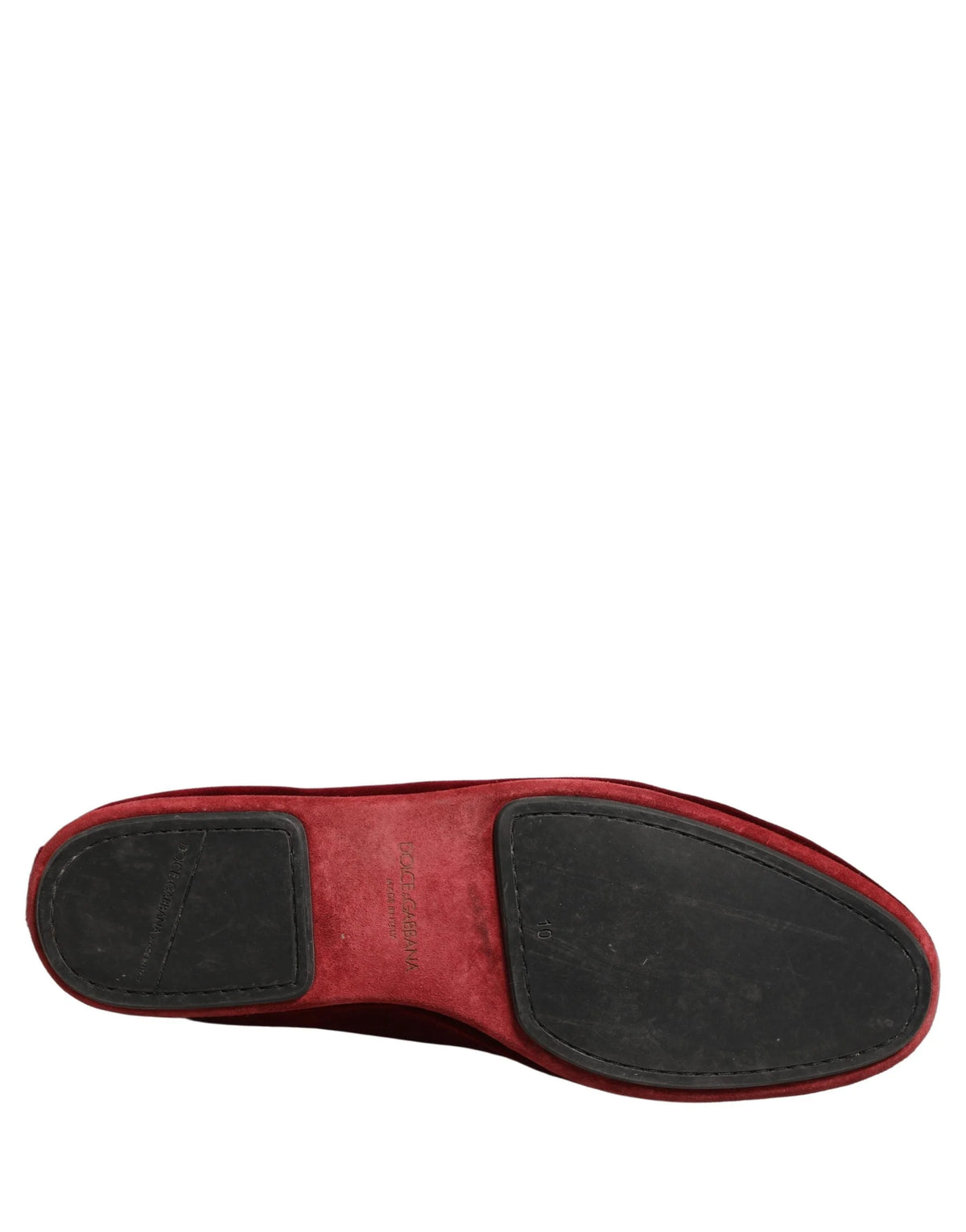 Dolce & Gabbana Maroon Velvet Slip On Men Flats Loafers Shoes - EU44/US11