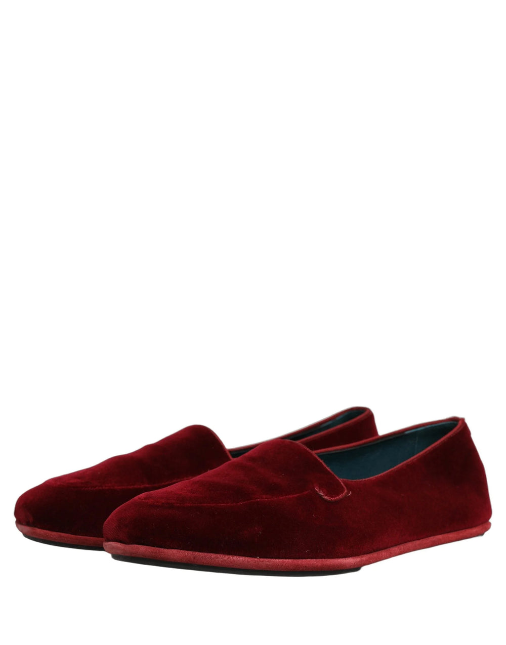 Dolce & Gabbana Maroon Velvet Slip On Men Flats Loafers Shoes - EU44/US11