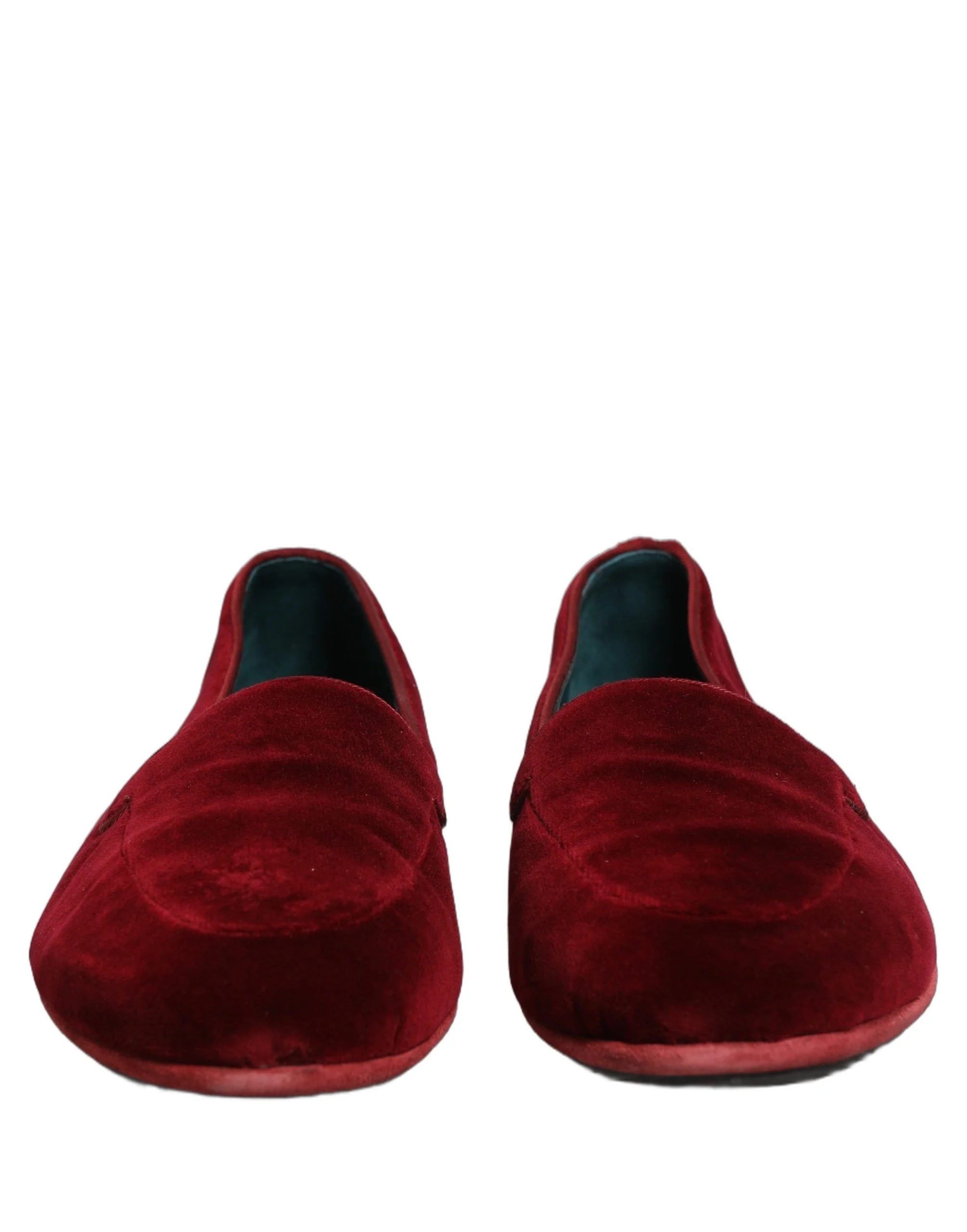 Dolce & Gabbana Maroon Velvet Slip On Men Flats Loafers Shoes - EU44/US11