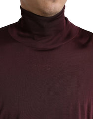 Dolce & Gabbana Maroon Viscose Turtleneck Pullover Sweater - IT48 | M - Sweaters
