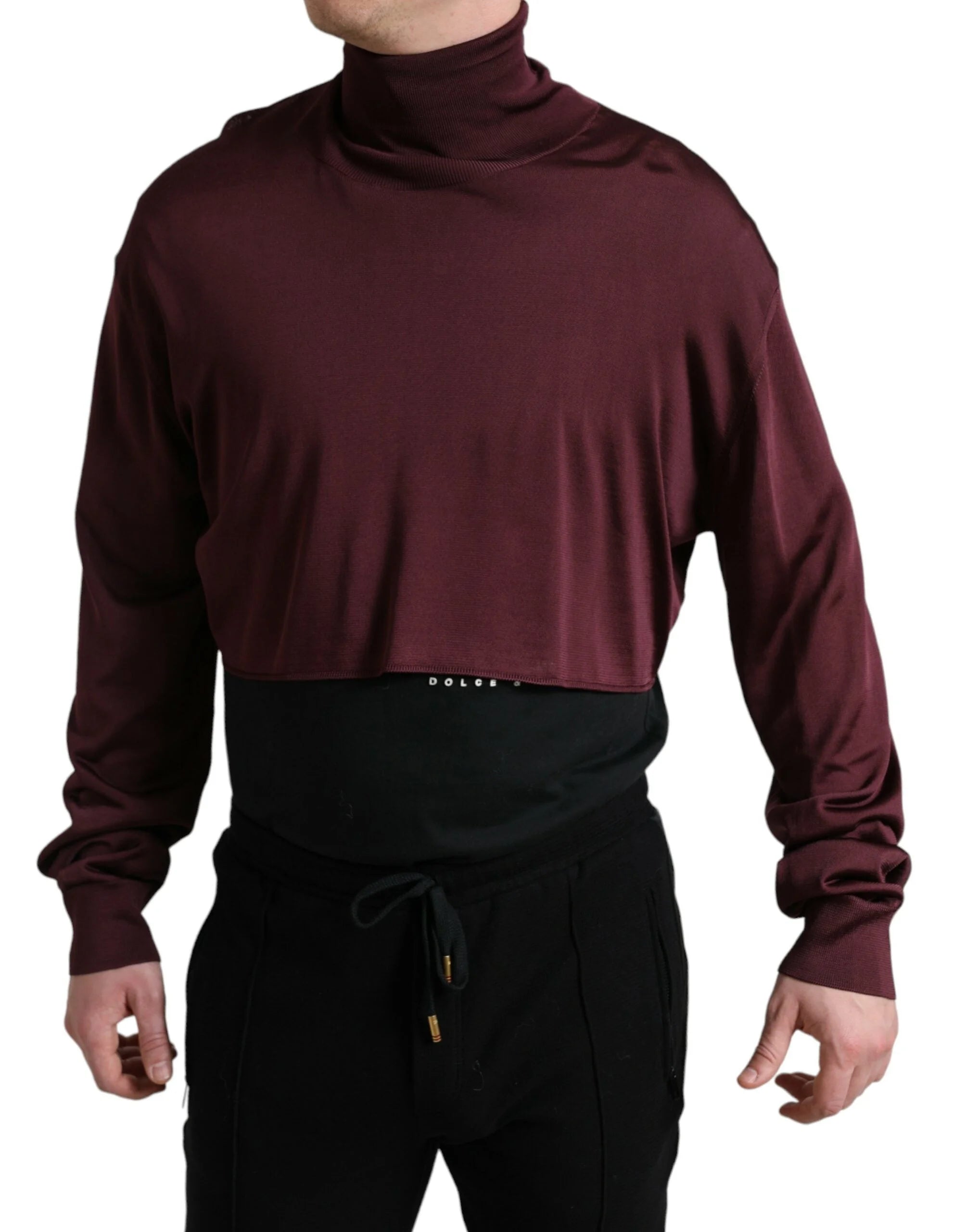 Dolce & Gabbana Maroon Viscose Turtleneck Pullover Sweater - IT48 | M - Sweaters
