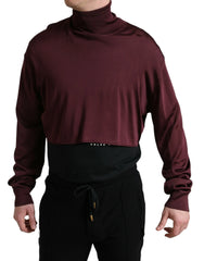Dolce & Gabbana Maroon Viscose Turtleneck Pullover Sweater - IT48 | M - Sweaters