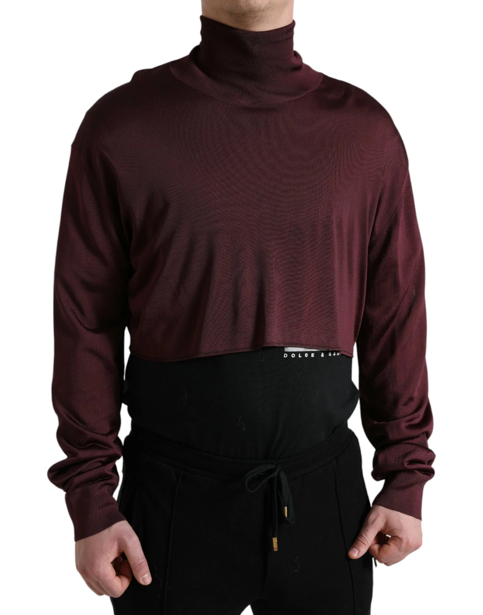 Dolce & Gabbana Maroon Viscose Turtleneck Pullover Sweater - IT48 | M - Sweaters