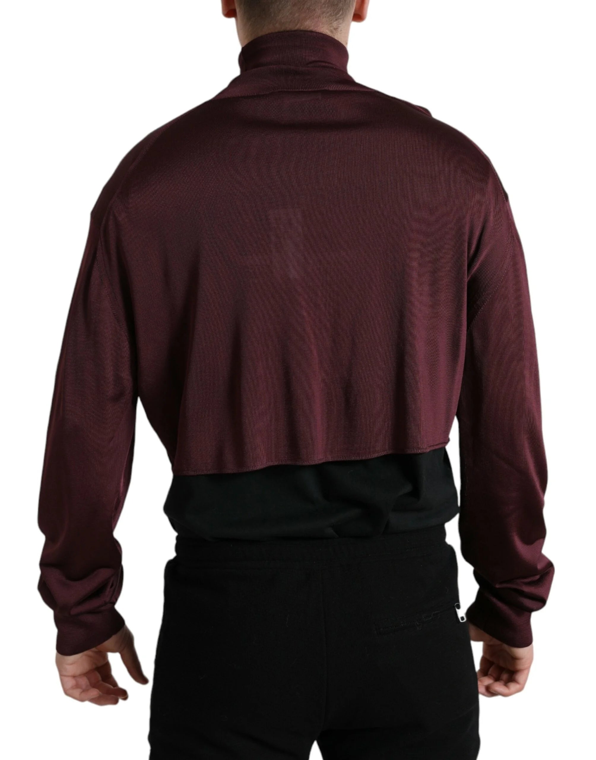 Dolce & Gabbana Maroon Viscose Turtleneck Pullover Sweater - IT48 | M - Sweaters