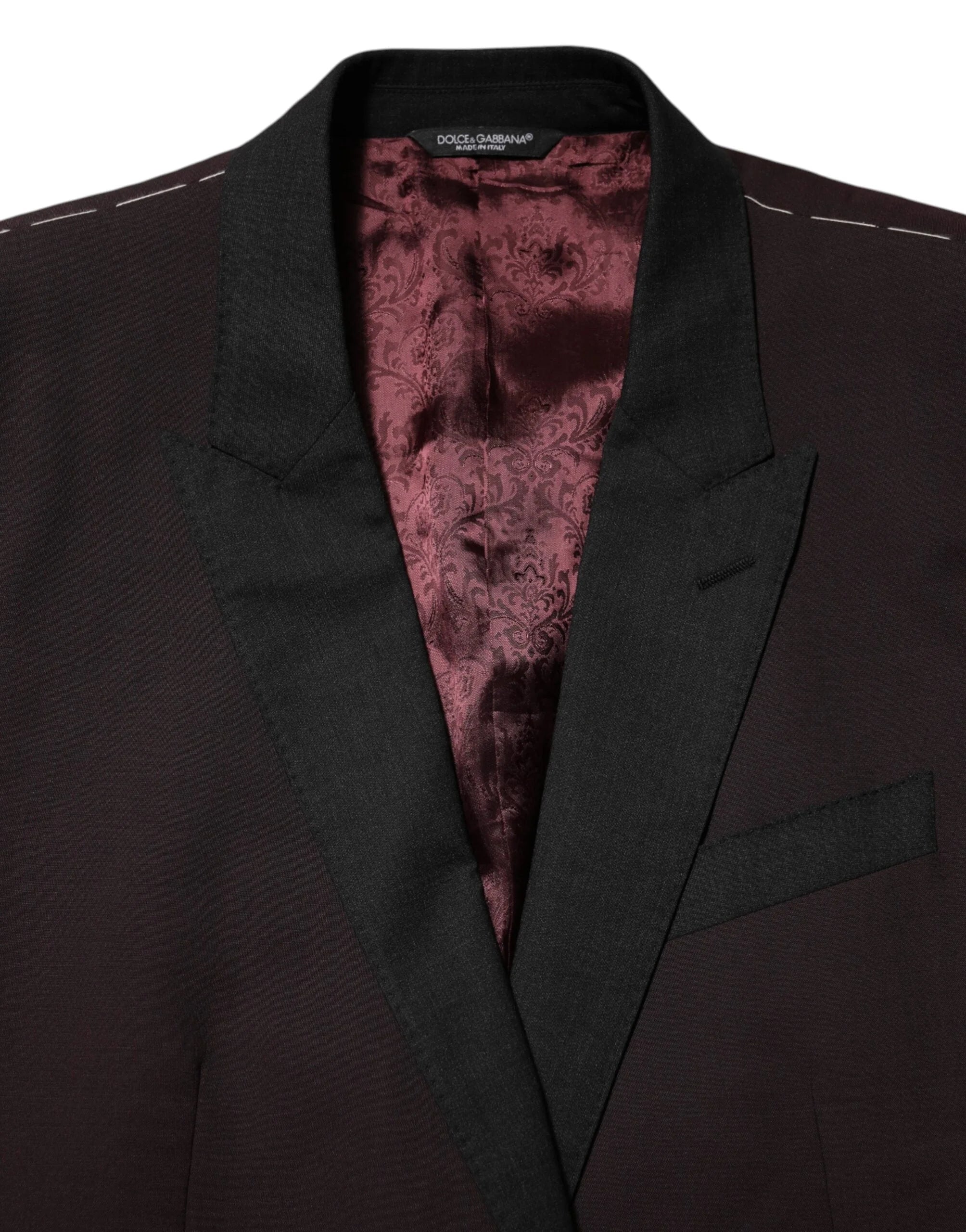 Dolce & Gabbana Maroon Wool 2 Buttons Suit Jacket Blazer - IT52 | XL