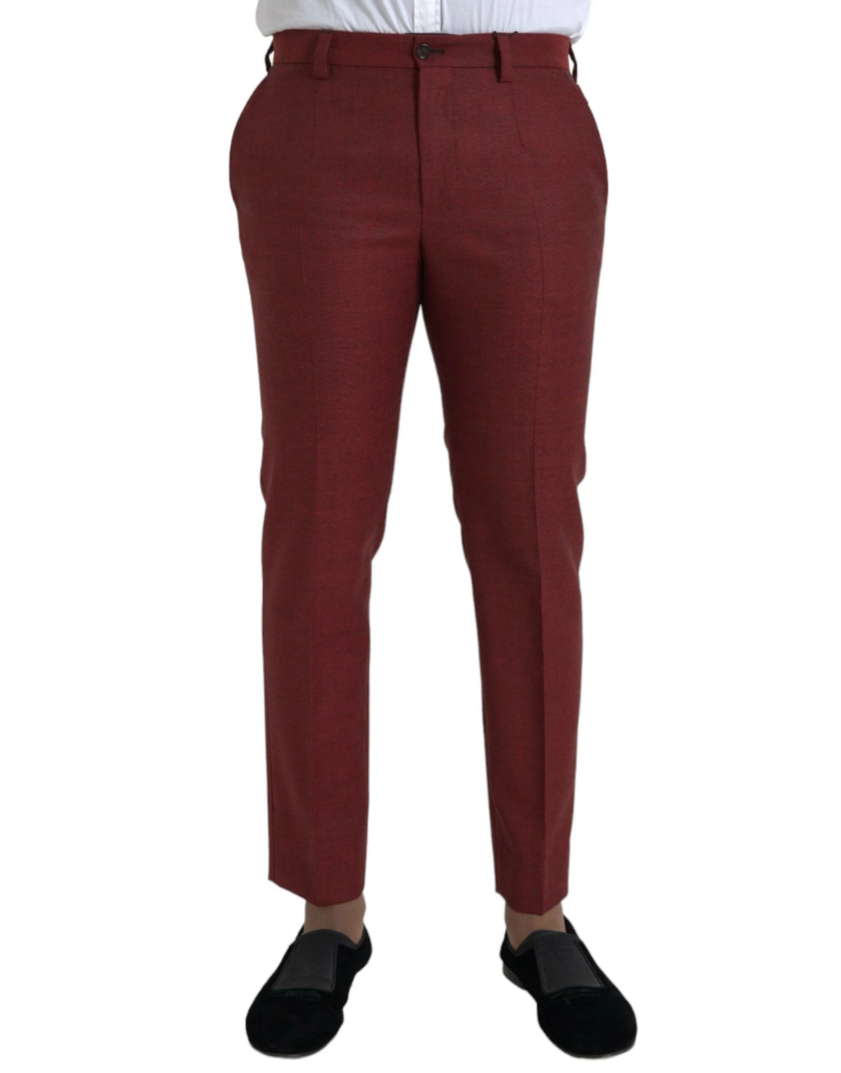 Dolce & Gabbana Maroon Wool Men Skinny Dress Pants - IT48 | M - Trousers