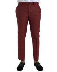 Dolce & Gabbana Maroon Wool Men Skinny Dress Pants - IT48 | M - Trousers