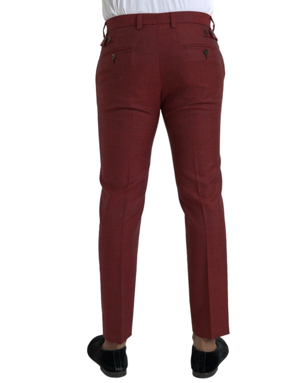 Dolce & Gabbana Maroon Wool Men Skinny Dress Pants - IT48 | M - Trousers