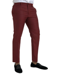 Dolce & Gabbana Maroon Wool Men Skinny Dress Pants - IT48 | M - Trousers