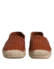 Dolce & Gabbana Maroon Woven Leather Men Espadrille Shoes - EU41/US8 - Flats