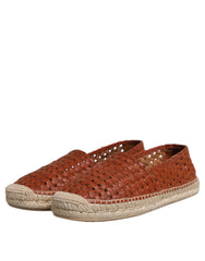 Dolce & Gabbana Maroon Woven Leather Men Espadrille Shoes - EU41/US8 - Flats