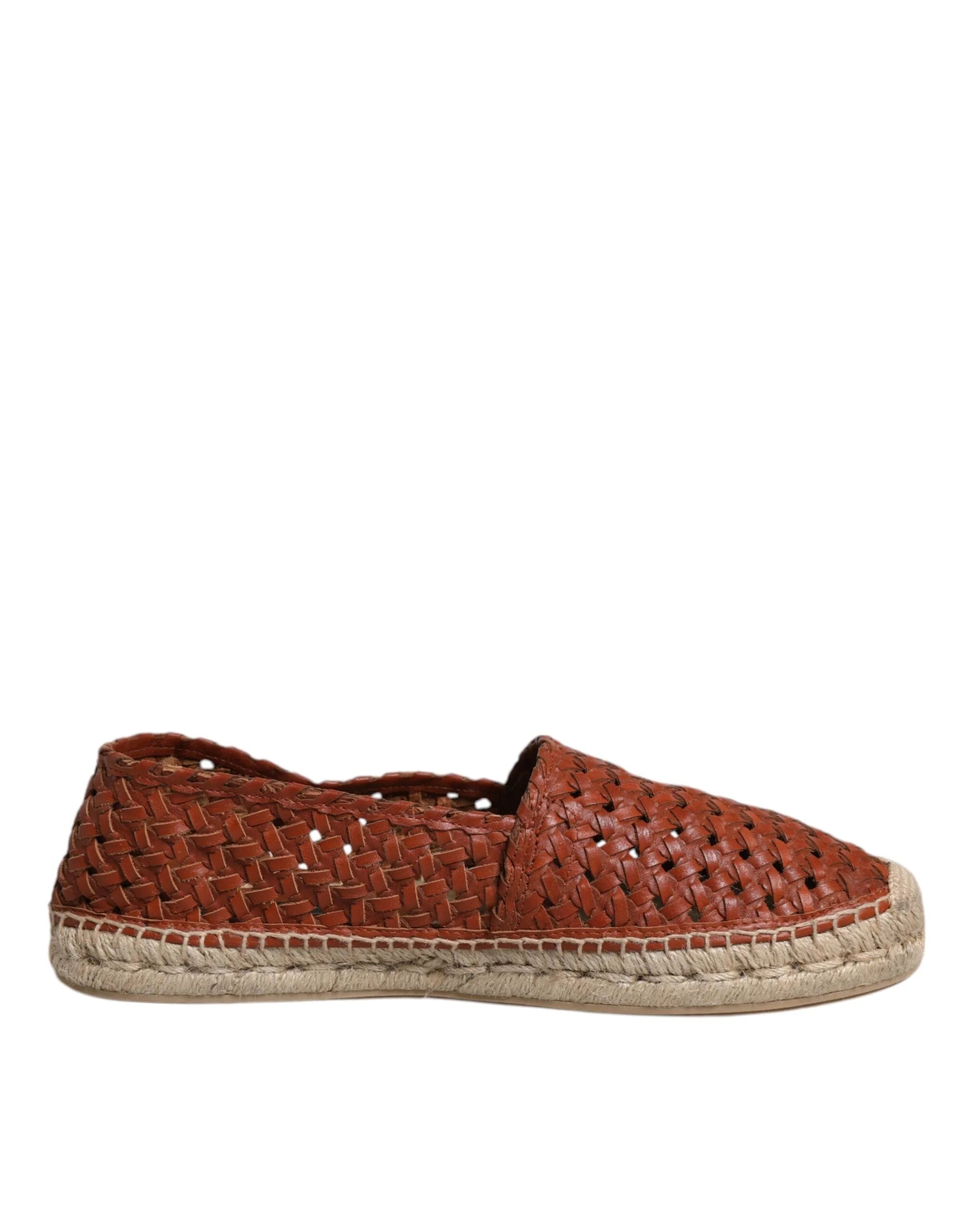 Dolce & Gabbana Maroon Woven Leather Men Espadrille Shoes - EU41/US8 - Flats