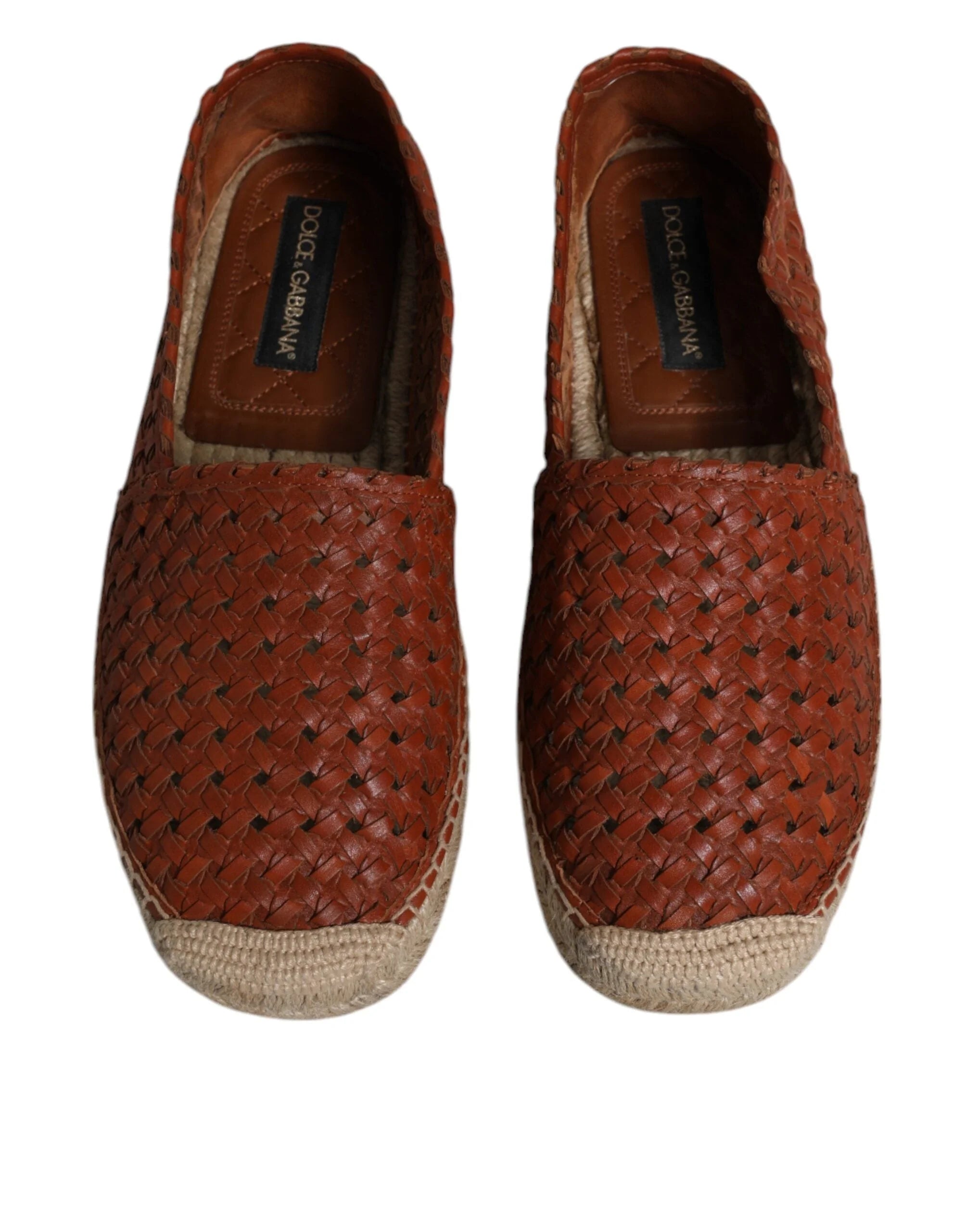 Dolce & Gabbana Maroon Woven Leather Men Espadrille Shoes - EU41/US8 - Flats