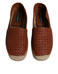 Dolce & Gabbana Maroon Woven Leather Men Espadrille Shoes - EU41/US8 - Flats