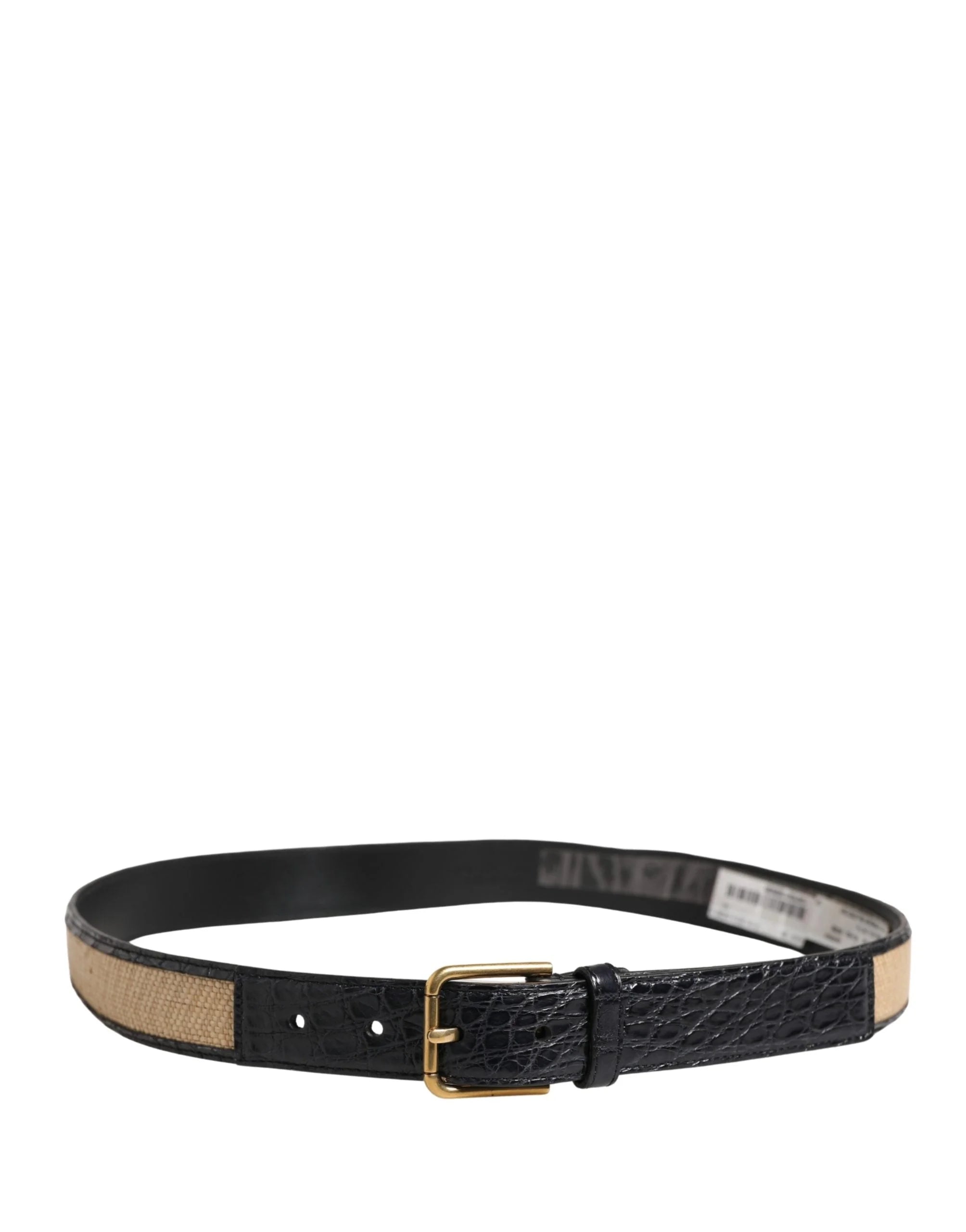 Dolce & Gabbana Men Beige Braided Leather Metal Buckle Belt - 90 cm / 36 Inches