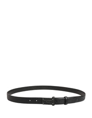 Dolce & Gabbana Men Black Calf Leather Logo Metal Buckle Belt