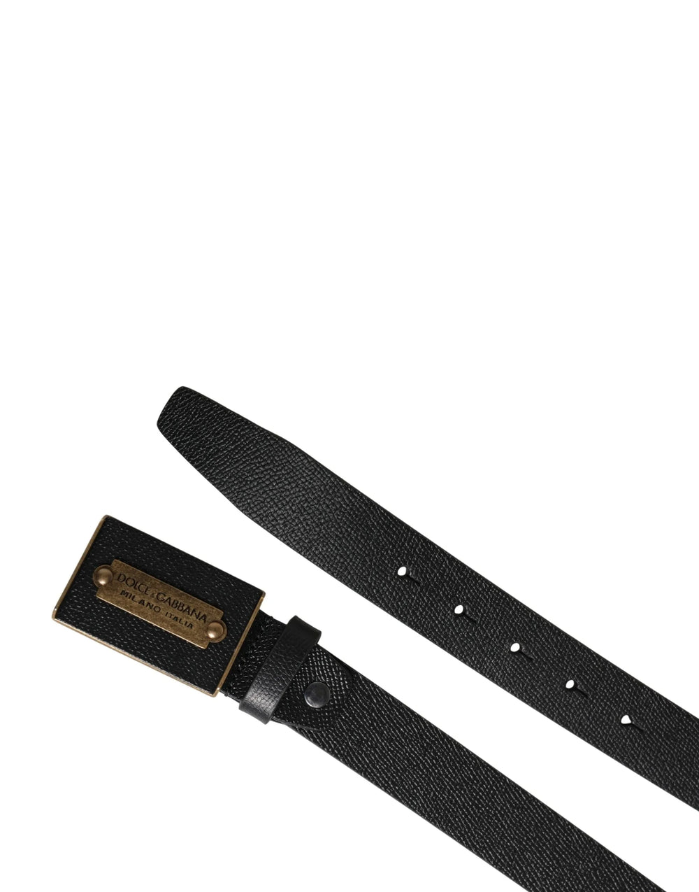 Dolce & Gabbana Men Black Calf Leather Metal Buckle Belt - 115 cm / 46 Inches