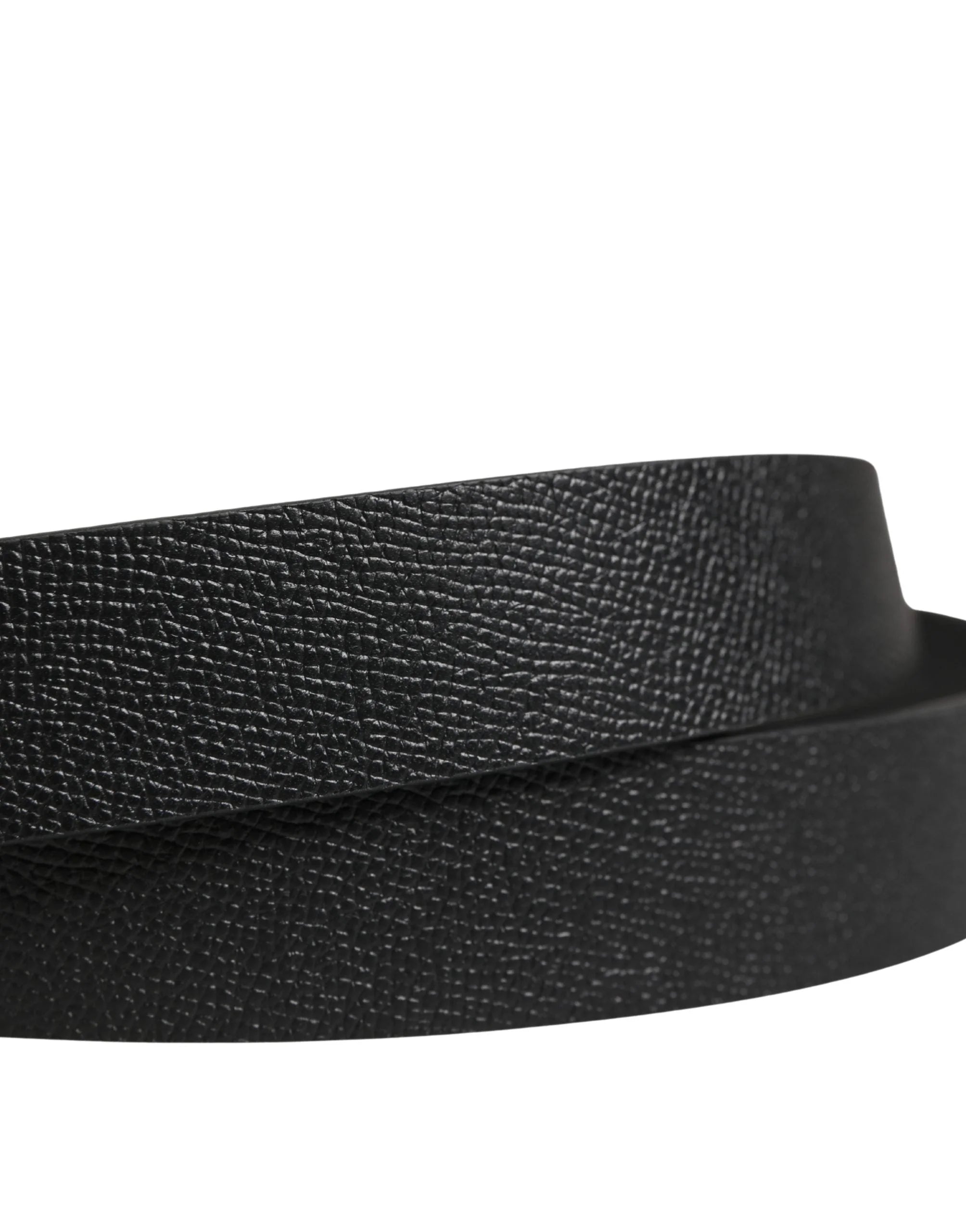 Dolce & Gabbana Men Black Calf Leather Metal Buckle Belt - 115 cm / 46 Inches