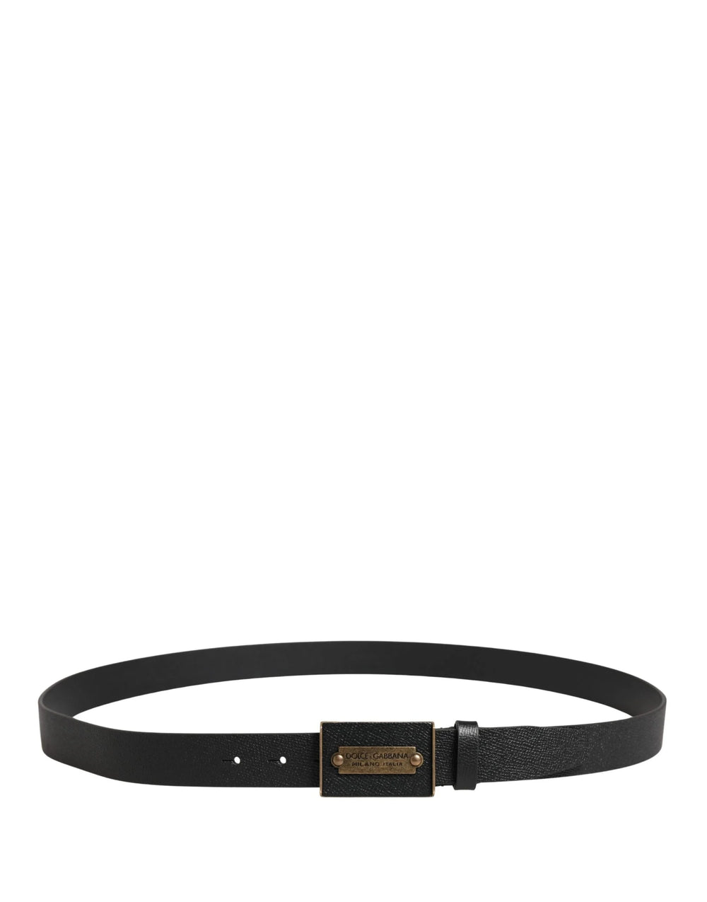 Dolce & Gabbana Men Black Calf Leather Metal Buckle Belt - 115 cm / 46 Inches