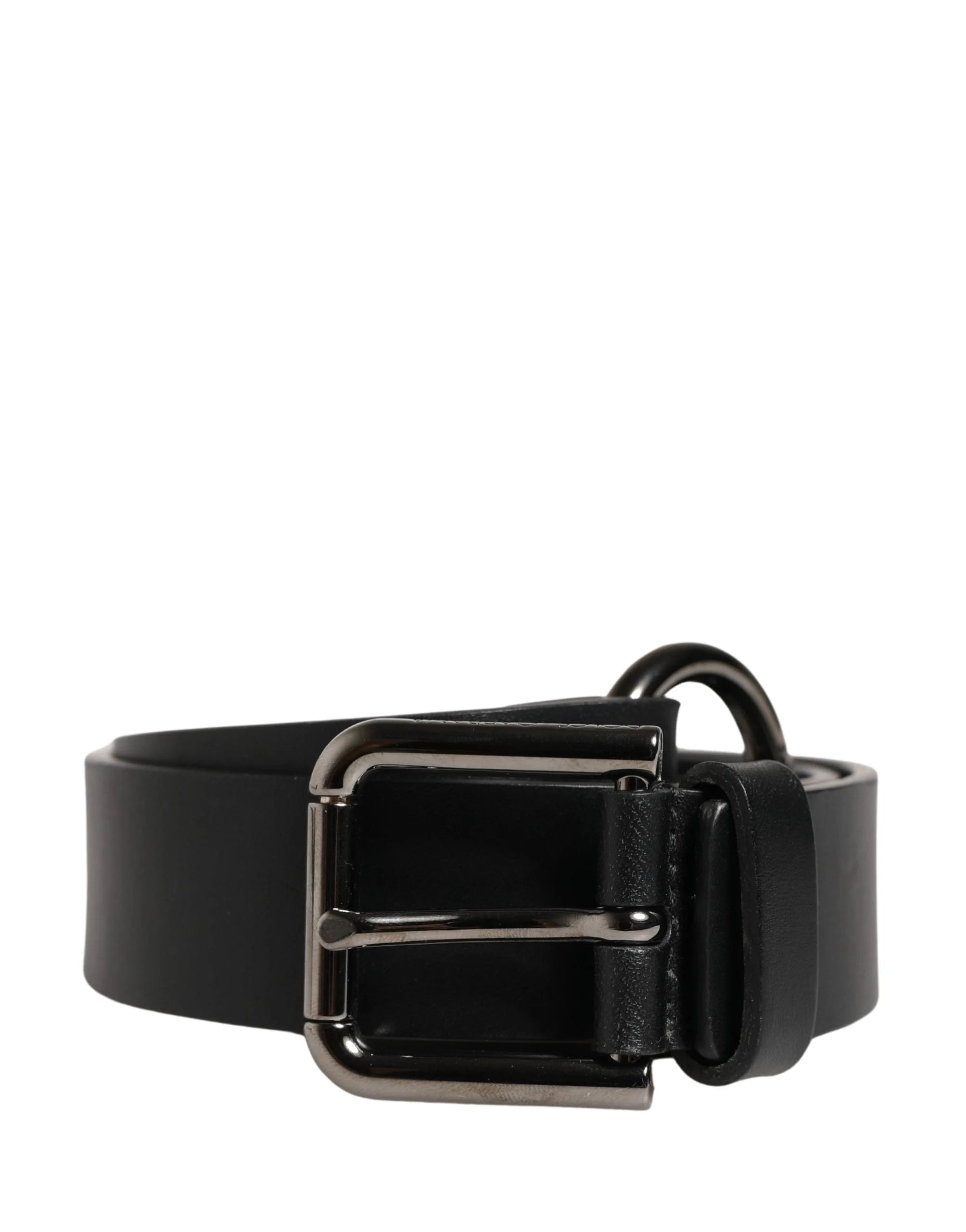 Dolce & Gabbana Herr Svart Läder Bälte i Kalvskinn med Metallspänne - 90 cm / 36 Tum