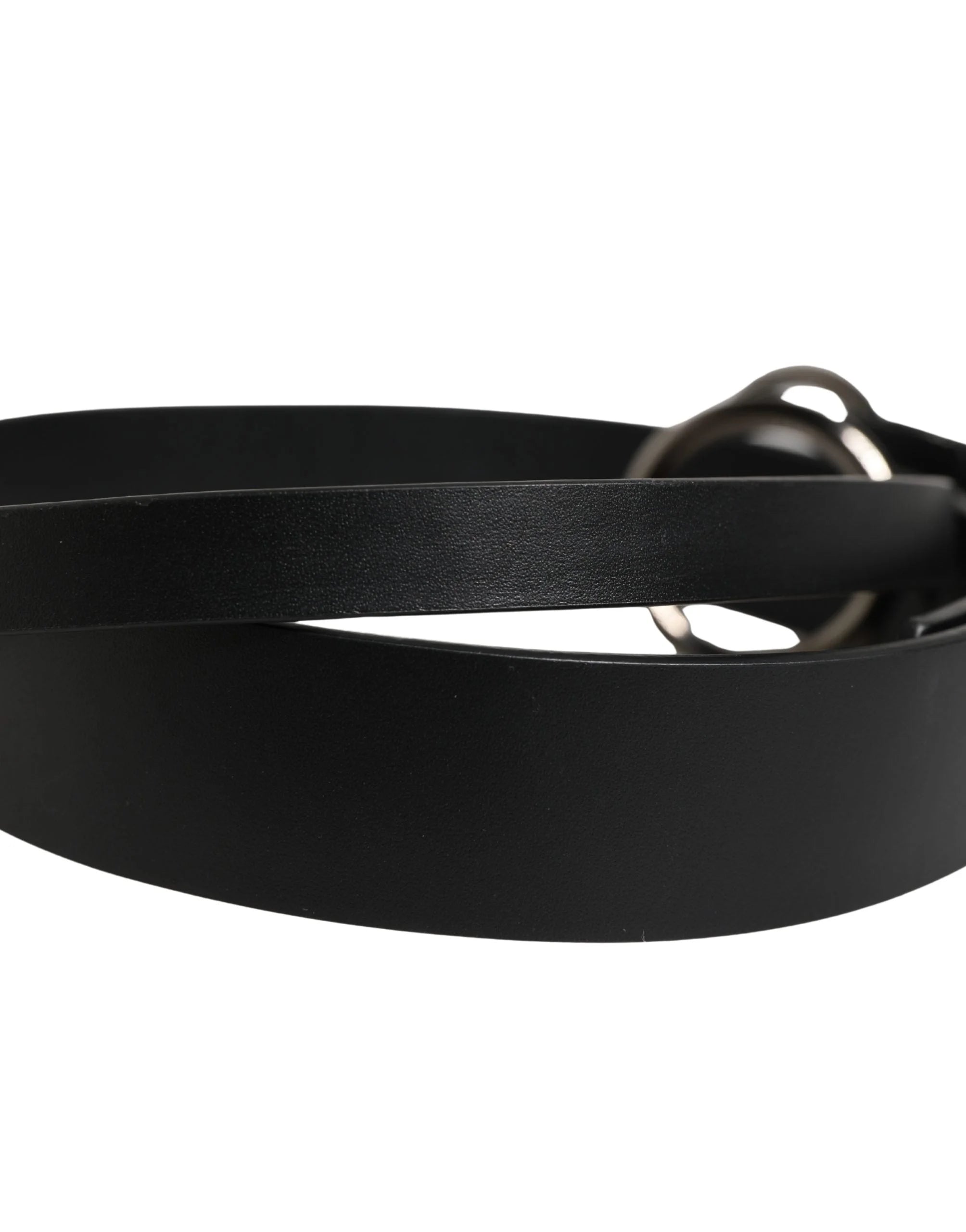 Dolce & Gabbana Men Black Calfskin Leather Metal Buckle Belt - 90 cm / 36 Inches