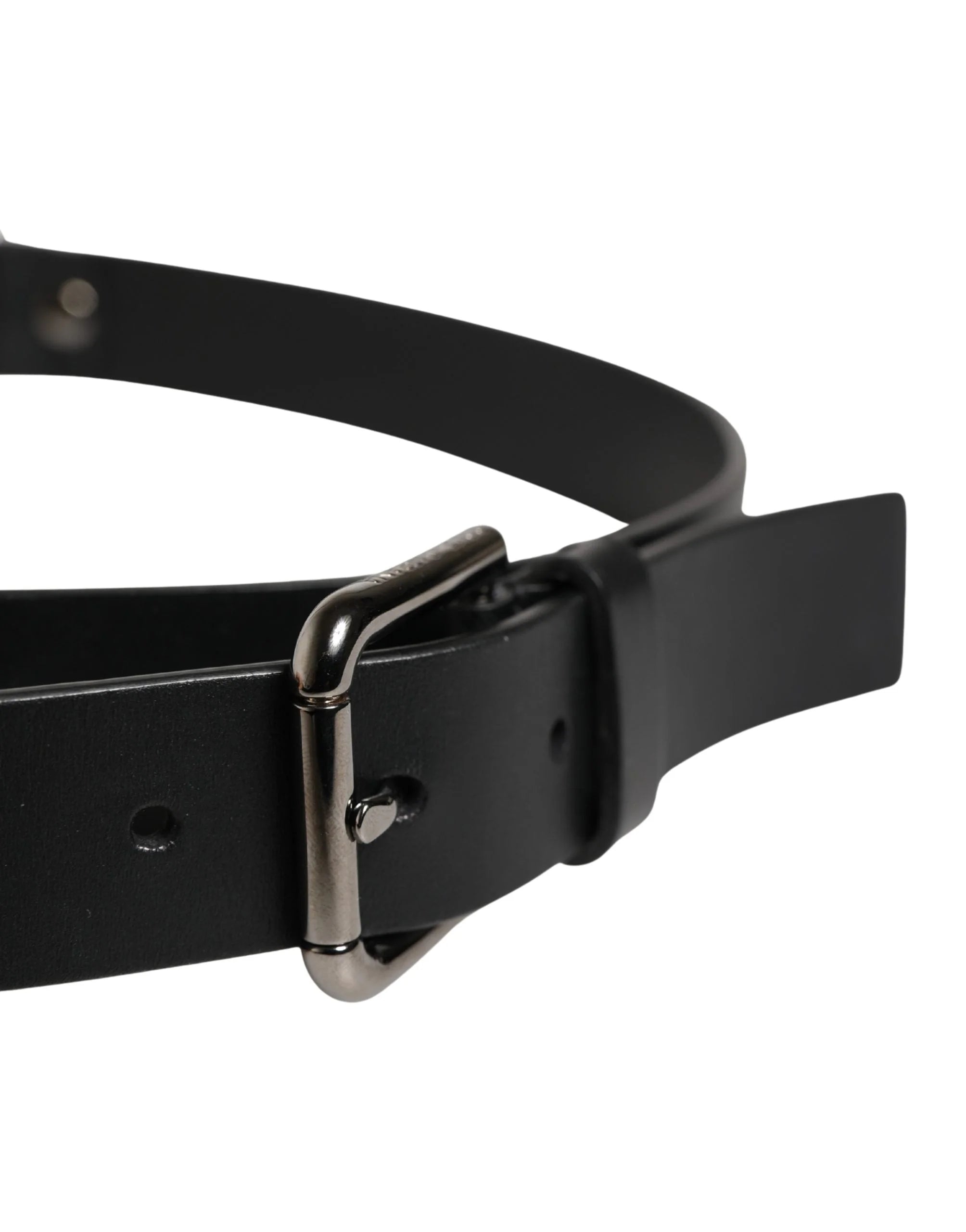 Dolce & Gabbana Men Black Calfskin Leather Metal Buckle Belt - 90 cm / 36 Inches