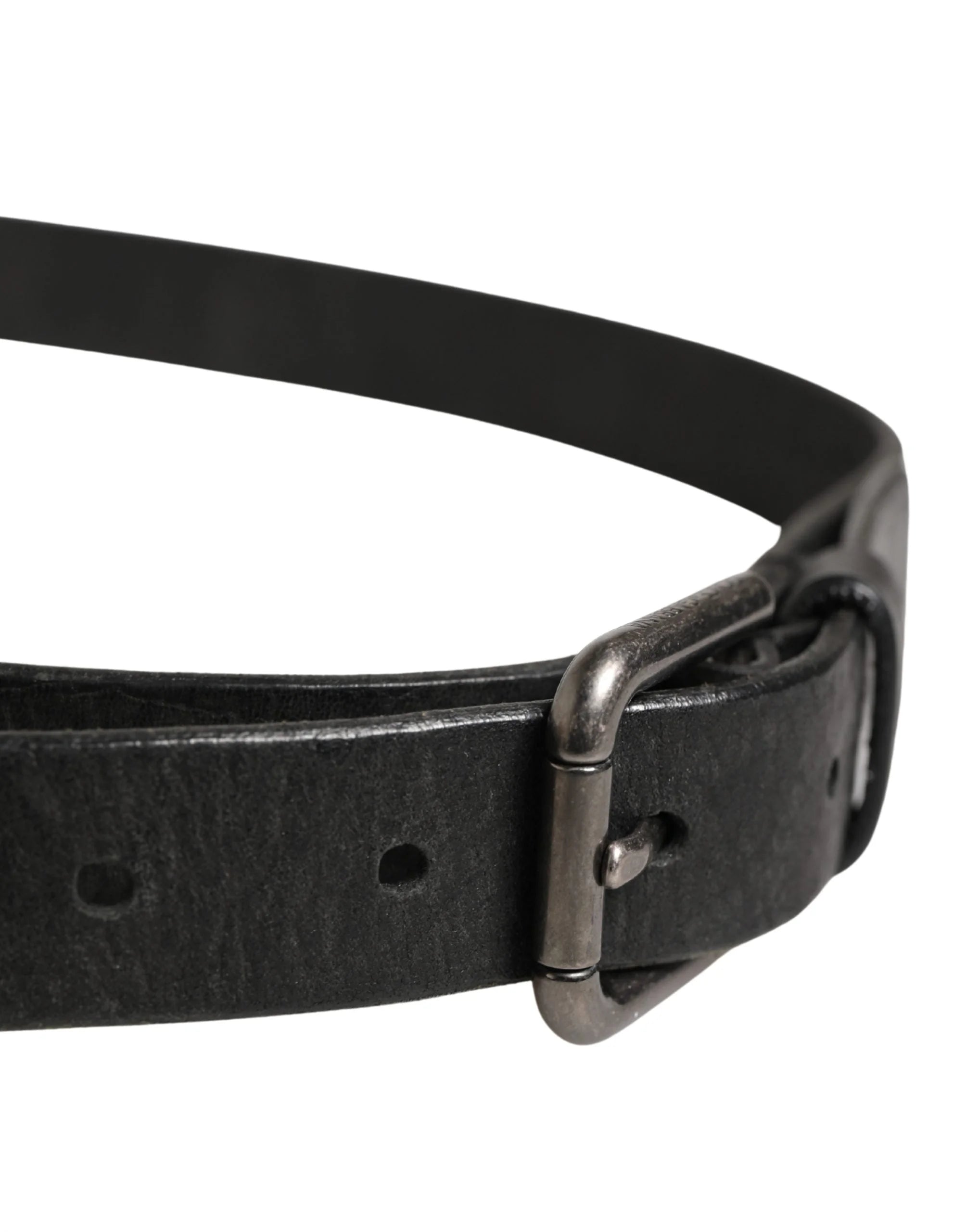 Dolce & Gabbana Men Black Calfskin Leather Metal Buckle Belt - 90 cm / 36 Inches