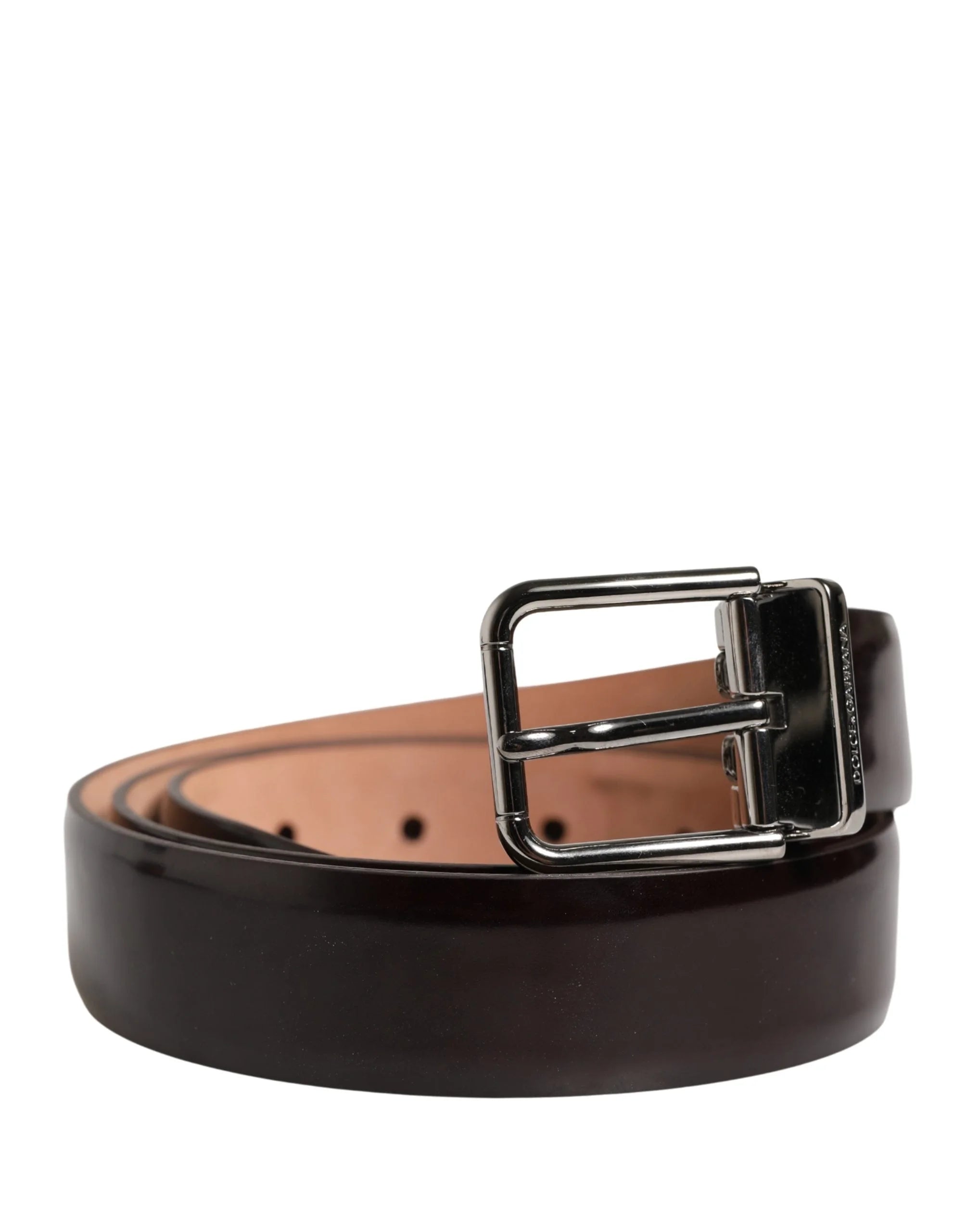 Dolce & Gabbana Men Black Calfskin Leather Metal Buckle Belt - 95 cm / 38 Inches