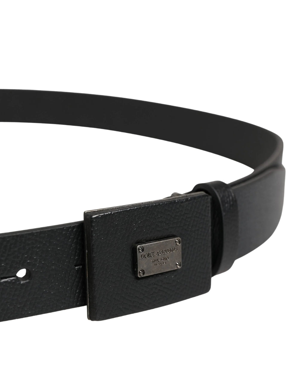 Dolce & Gabbana Men Black Calfskin Leather Square Buckle Belt