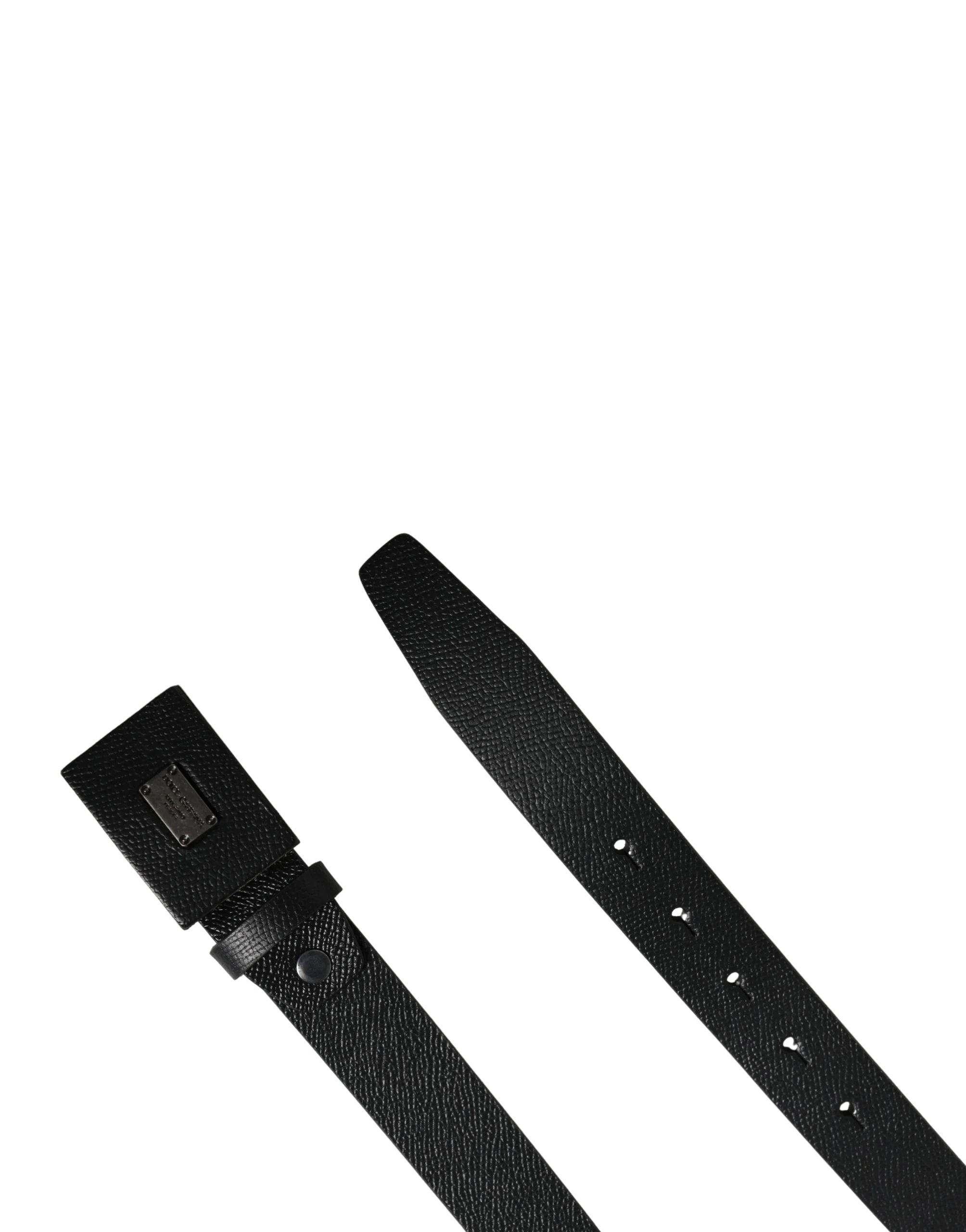 Dolce & Gabbana Men Black Calfskin Leather Square Buckle Belt