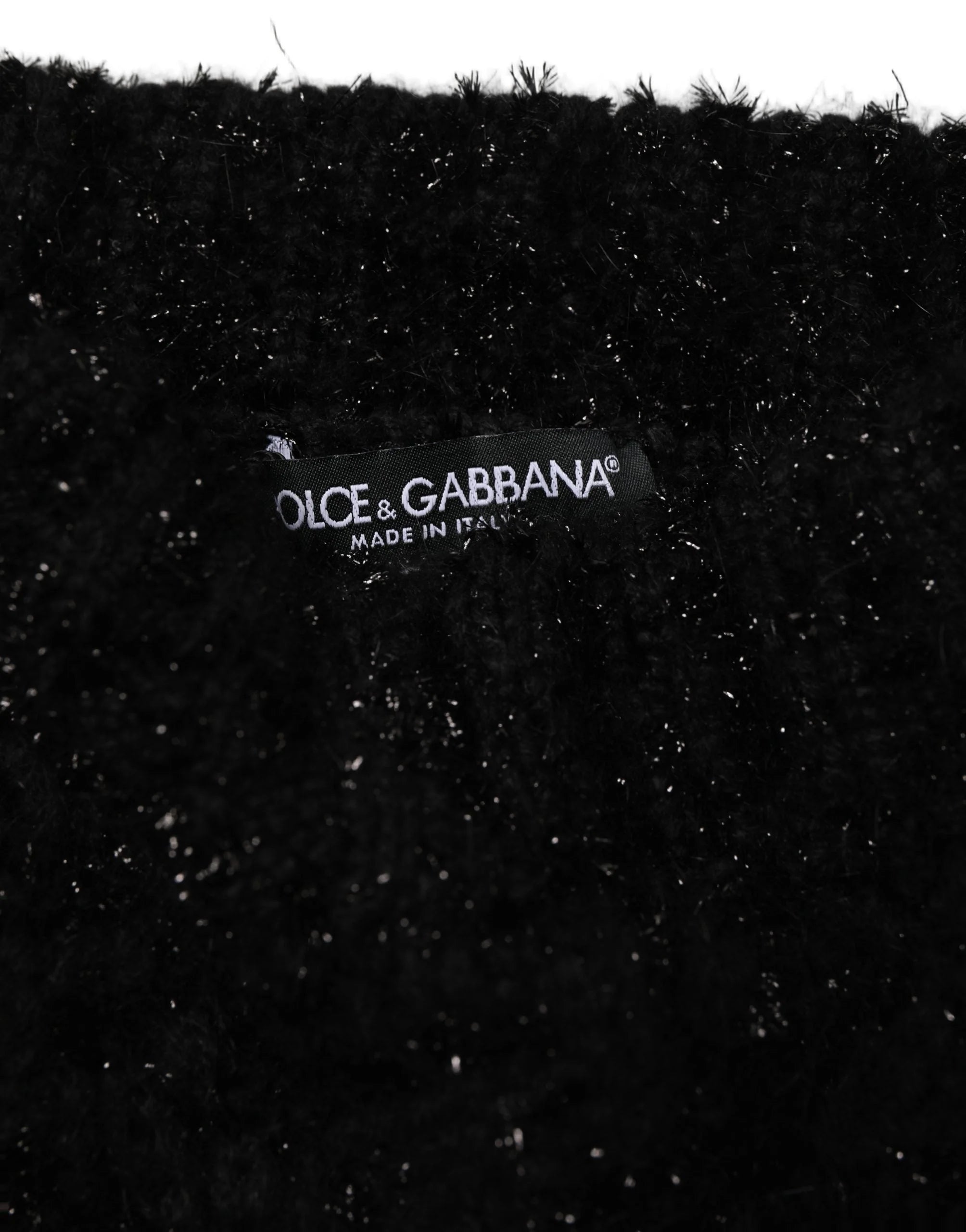 Dolce & Gabbana Men Black Cashmere Knitted Neck Warmer Scarf