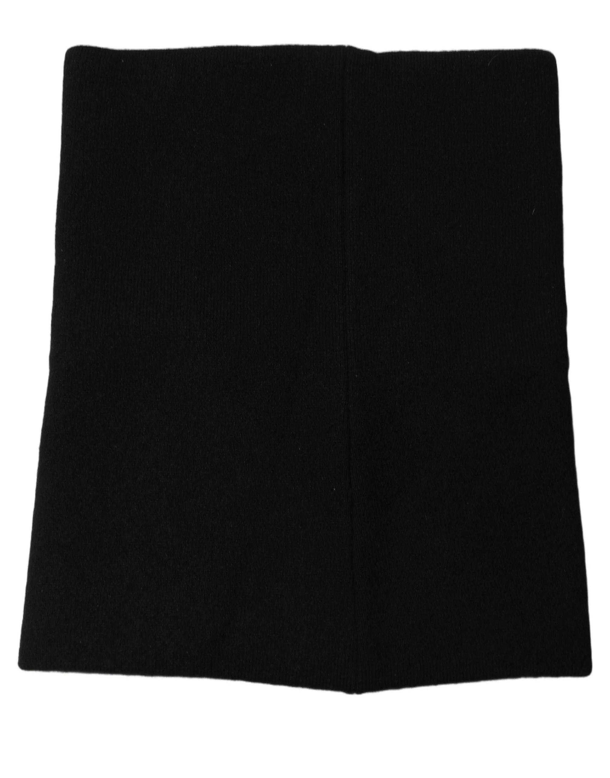Dolce & Gabbana Men Black Cashmere Knitted Neck Warmer Scarf