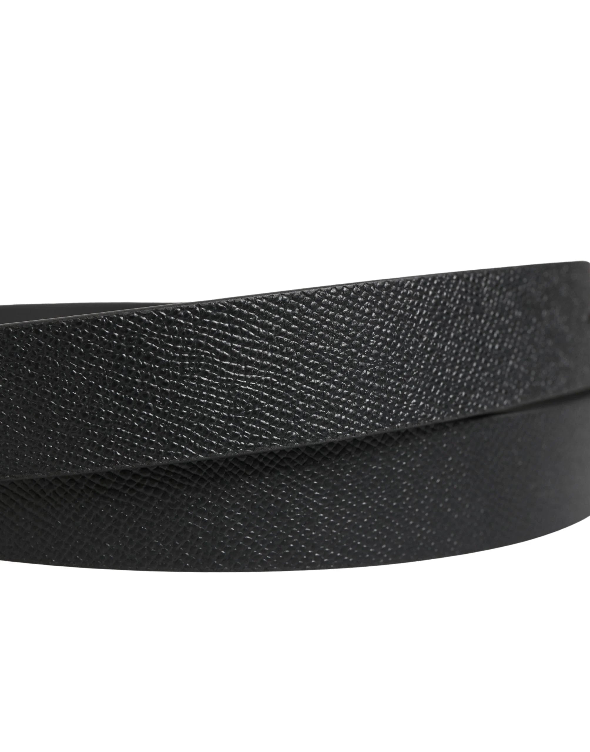 Dolce & Gabbana Men Black Classic Leather Logo Buckle Belt - 110 cm / 44 Inches