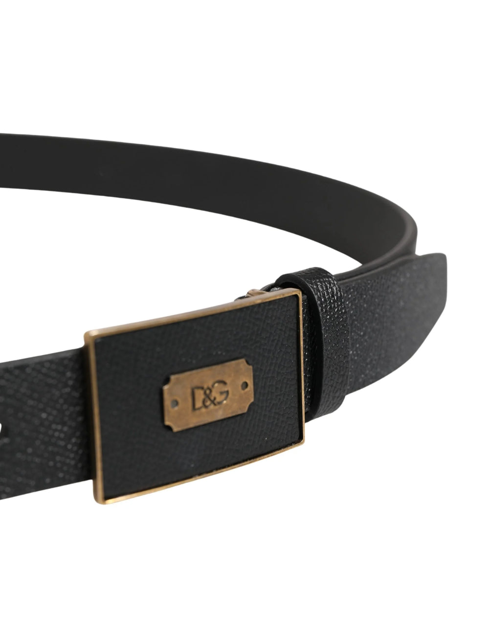 Dolce & Gabbana Men Black Classic Leather Logo Buckle Belt - 110 cm / 44 Inches