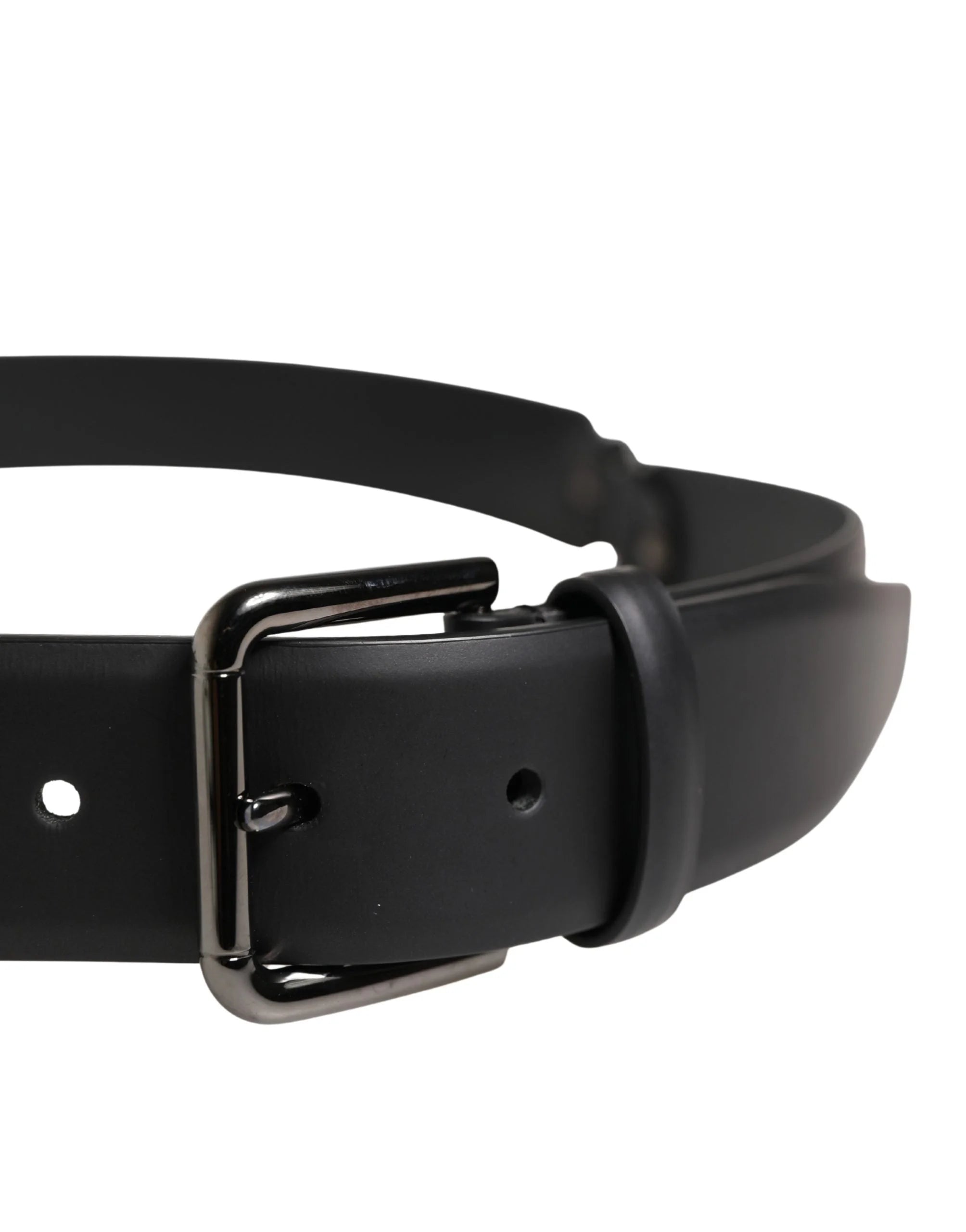 Dolce & Gabbana Men Black Classic Leather Metal Buckle Belt - 100 cm / 40 Inches