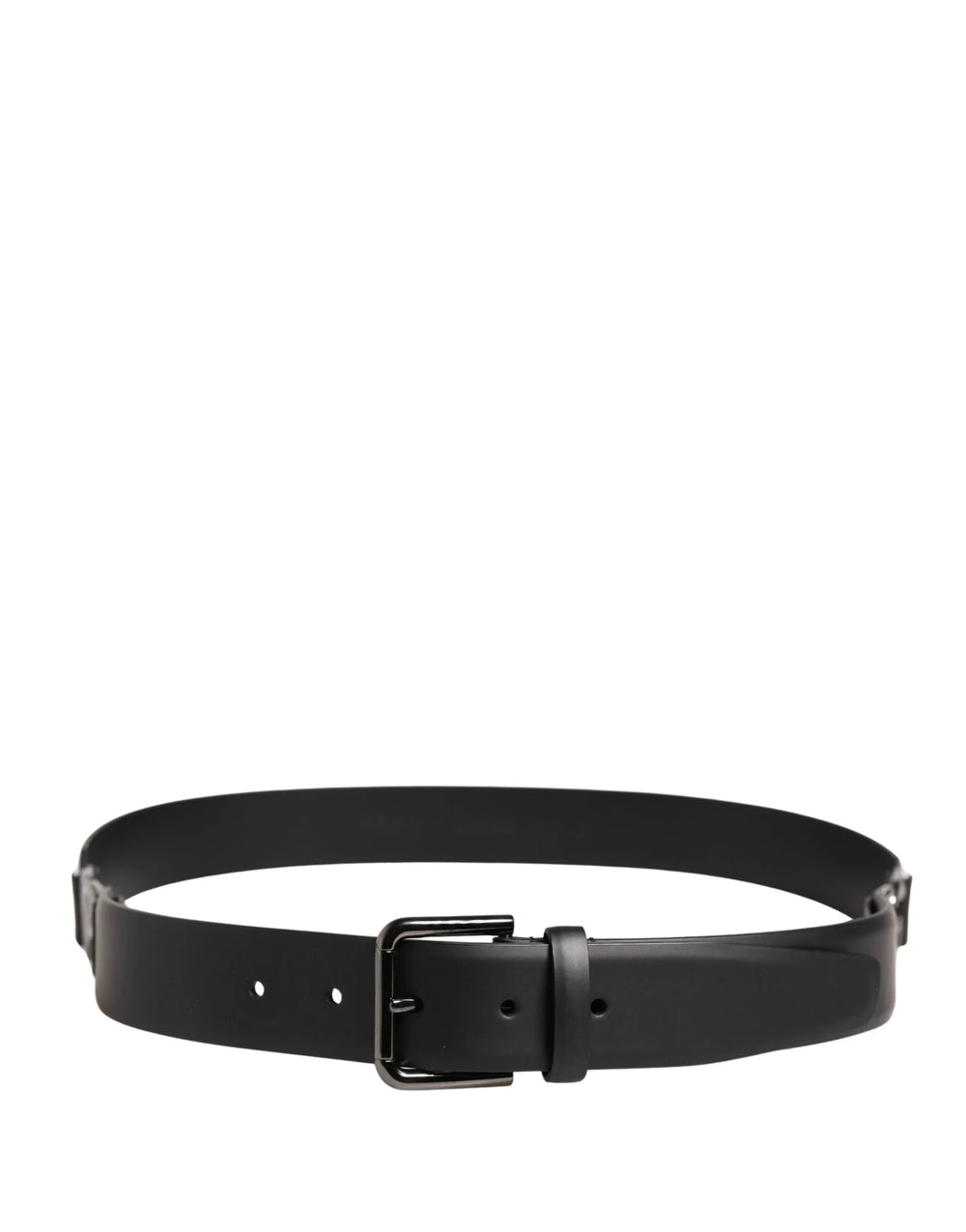 Dolce & Gabbana Men Black Classic Leather Metal Buckle Belt - 100 cm / 40 Inches