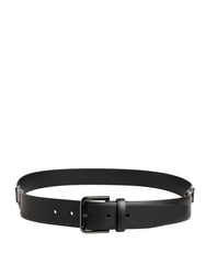 Dolce & Gabbana Men Black Classic Leather Metal Buckle Belt - 100 cm / 40 Inches